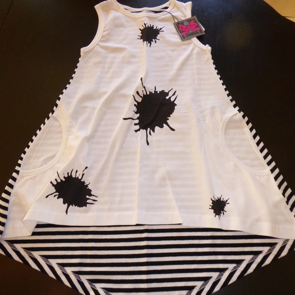 Kid Cuteture Girl Size 6 Sylvia 2-Piece Outfit Set Black White Stripe & Splash - Picture 4 of 9